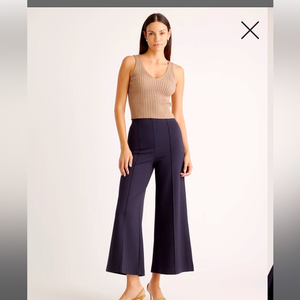 Quince Ultra-Stretch Ponte Super Wide Leg Ankle Pants